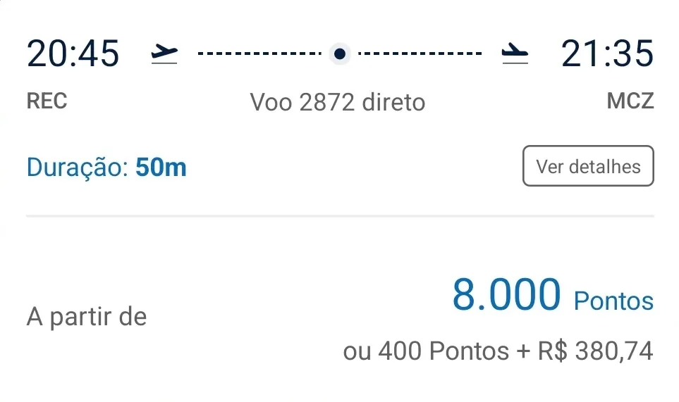 Comprovante: Recife → Maceió